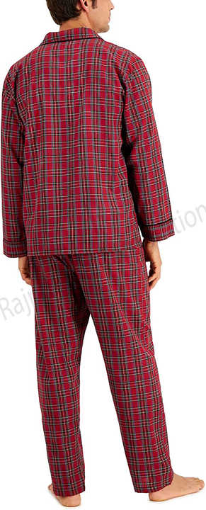طقم نوم رجالي من الفلانيل المنقوش . Men's Plaid Flannel Sleepwear Set |