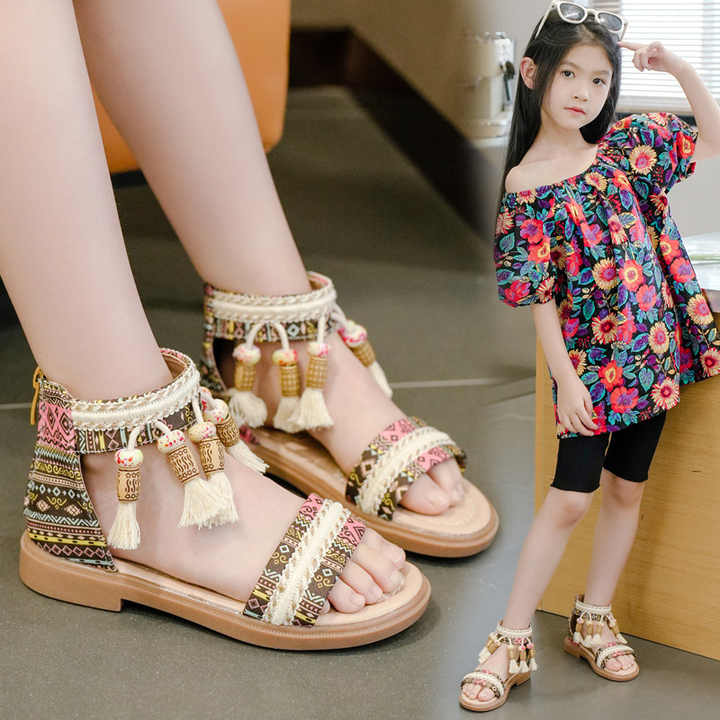 حذاء صيفي للفتيات بتصاميم صينية من الموضة-صنادل للأطفال Summer shoes for girls with Chinese designs, fashion - children's sandals