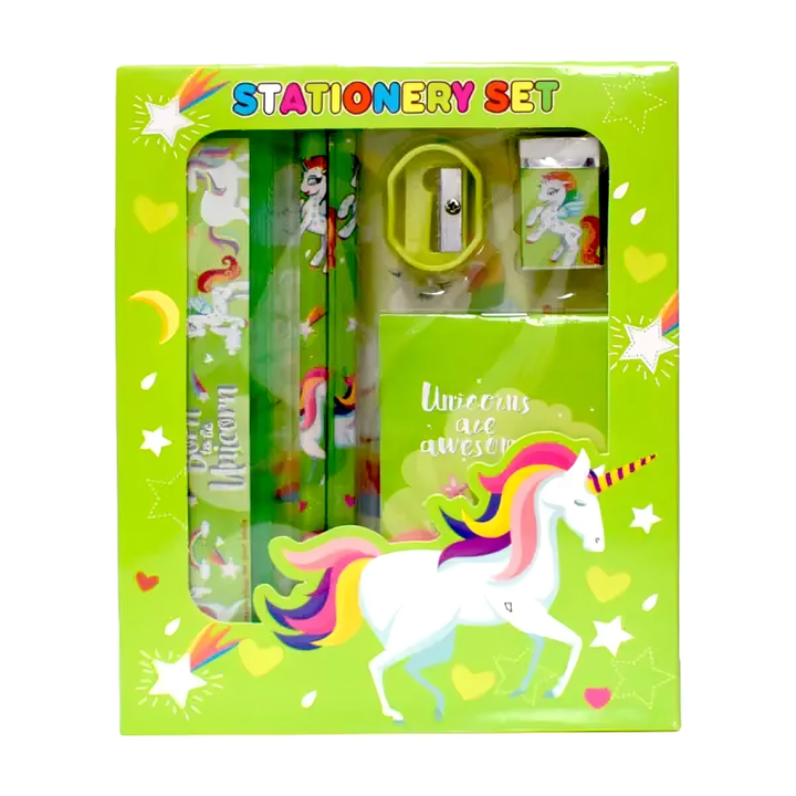 School set with 6 green pieces! Office and other school supplies