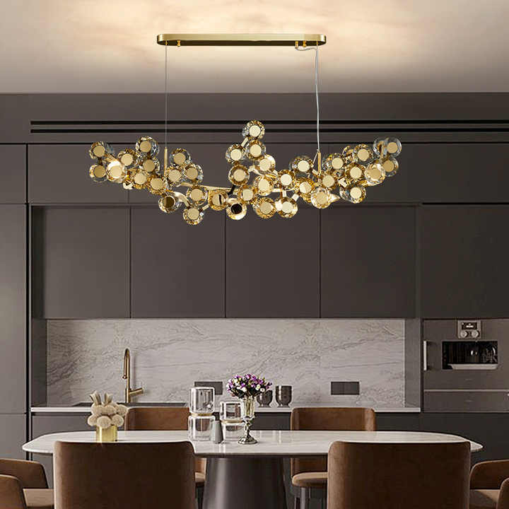 Round crystal gold lamp