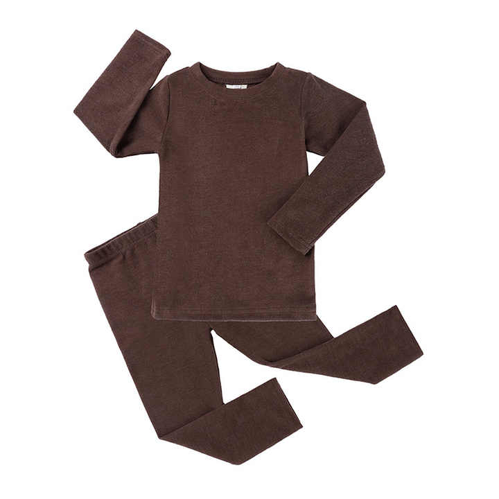 Custom Children's Set Solid Candy Color Kids Pajamas Cotton Sleepwear for Boys and Girls Spring