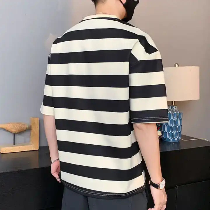 Men's Short Sleeve Striped Summer T-Shirt.