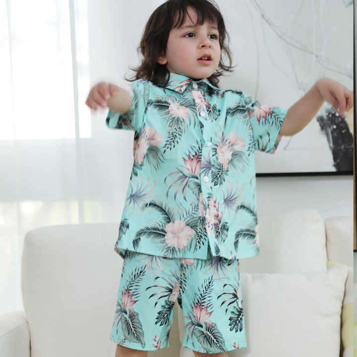 مجموعة الأم و لي زلة فساتين الأب ابنه و الطفل Set Mommy and Me Slip Dresses Father Son and Baby