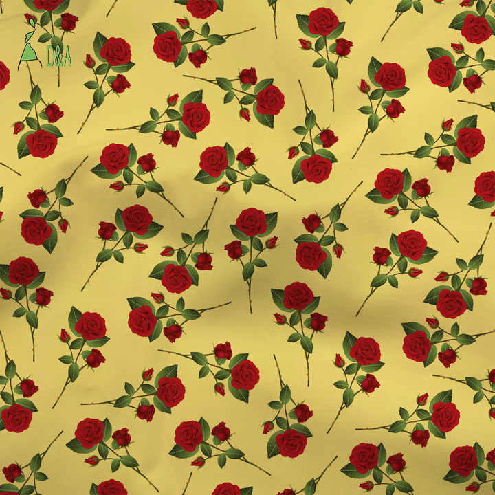 Colorful Small Roses Floral Printed Cotton
