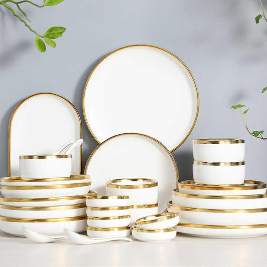 Luxury ceramic dinnerware serving dishes for restaurant ceramic أواني منزلية أطباق تقديم طعام خزفية فاخرة للمطعم سيراميك