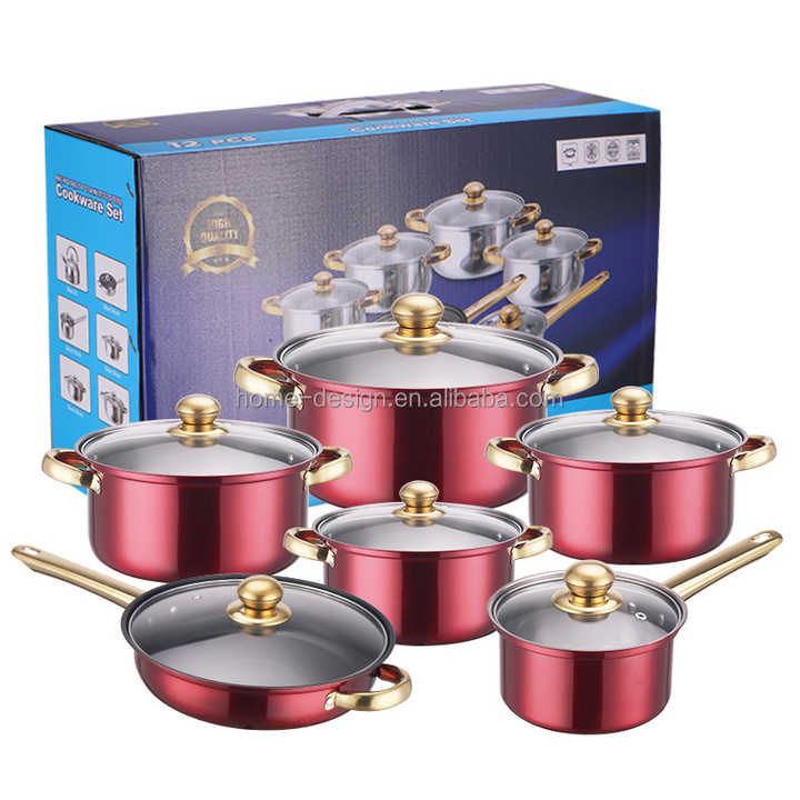 12-Piece Stainless Steel Non-Stick Kitchen Utensil Set Including Cooking Pot for Kitchen Use Metal