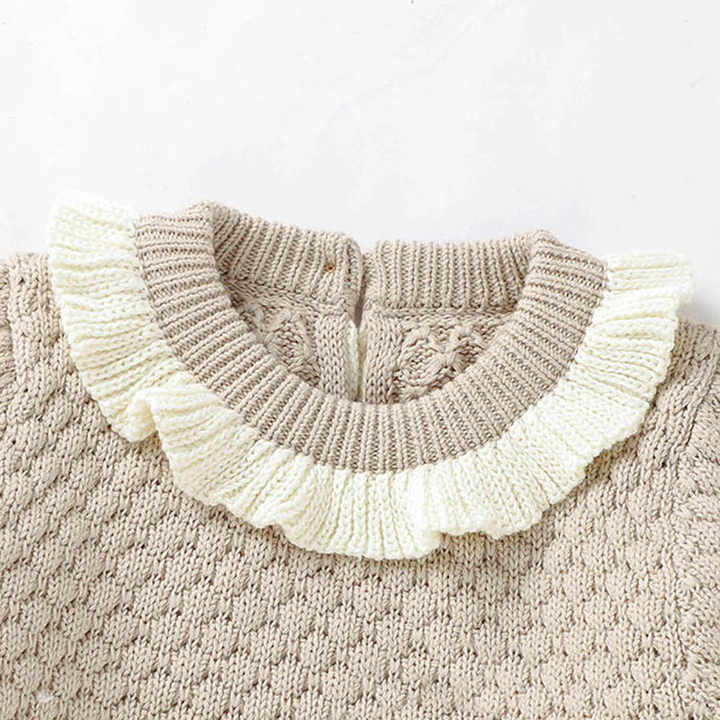 Baby Newborn Baby Girls Boys Spring Winter Knitted Sweater Warm Thick Ruffle Long Sleeve Clothes Set Outfitبابيس حديثي الولادة الفتيات الرضع الأولاد الربيع الشتاء متماسكة سترة دافئة سميكة كشكش طويلة الأكمام مجموعة ملابس الزي