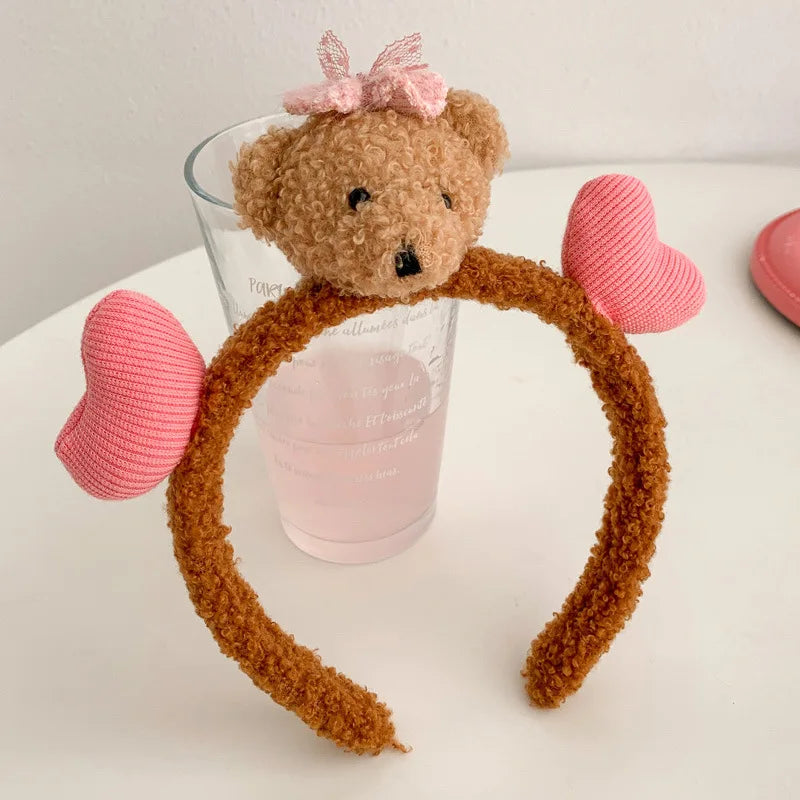 اكسسوارات شعر عصابة رأس على شكل دب قطيفة لطيف