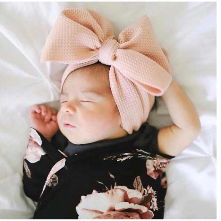 Soft Nylon Flower Hair Accessories with Warm Bow - Newborn Baby Hair