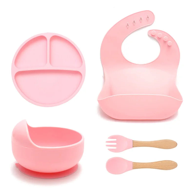 Bpa Free Non-spill Strong Baby Feeding Spoons and Plates Set