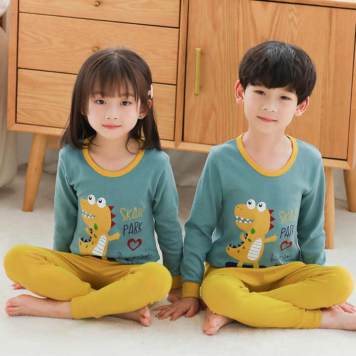 ملابس نوم قطنية للأطفال ملابس نوم للأطفال ملابس نوم مطبوعة برسومات كرتونية بيجامات للأطفال والفتيات طقم بيجامات من قطعتينChildren's Cotton Sleepwear Kids Sleepwear Cartoon Printed Pajamas for Kids Girls 2 Piece Pajama Set