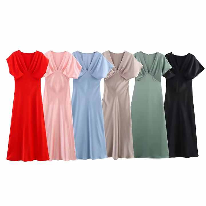 Women's short-sleeved silk dress