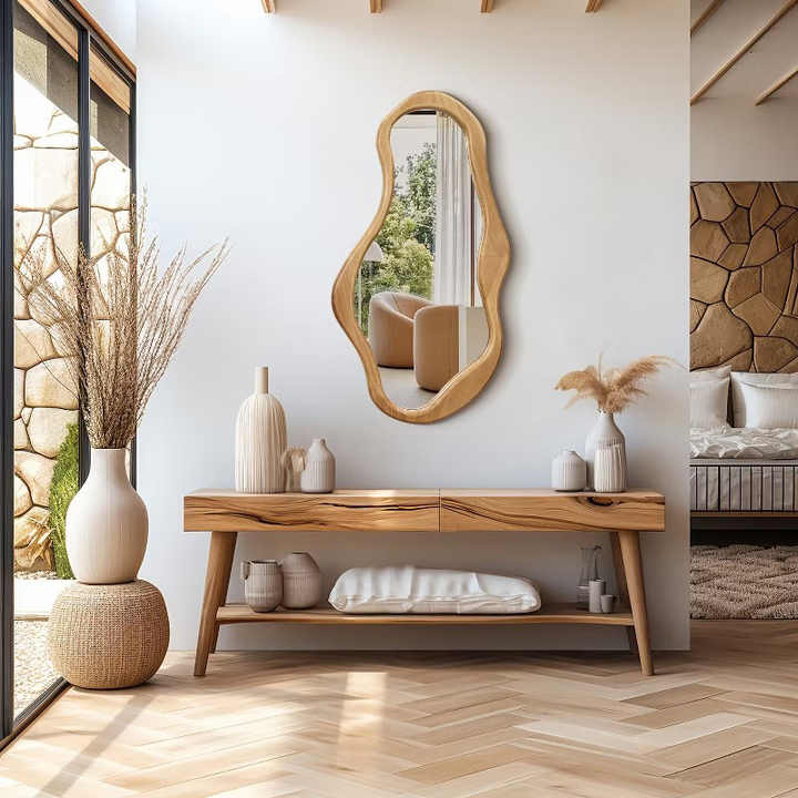 Solid Wood Mirror Antique Large Wooden Décor