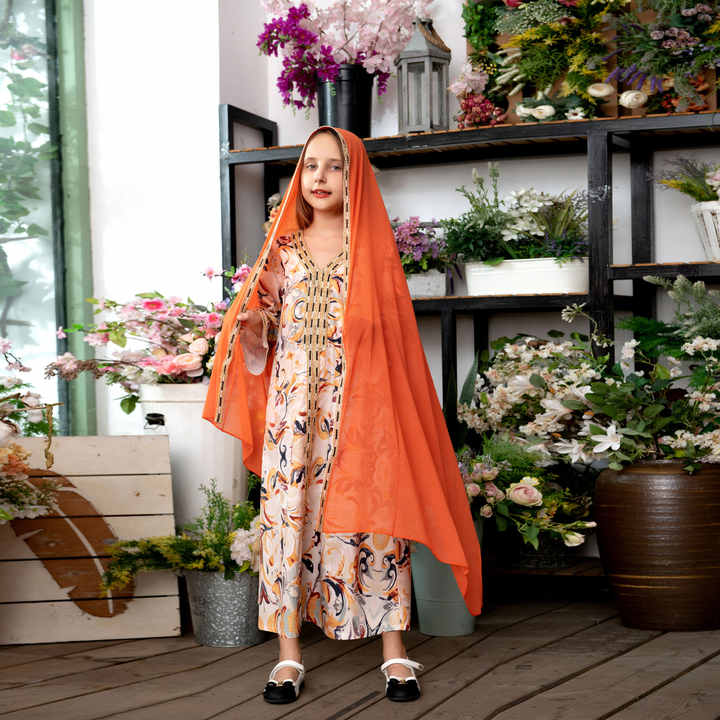 Printed Robe In Stock Autumn Winter Middle East Matching Mother and Daughter Clothes Mother and Baby Clothes Older Girls Clothes