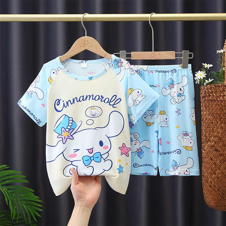طقم بيجامة للأطفال والفتيات الصغار طقم بيجامة قصيرة صيفية رائعة تناسب النوم ملابس نوم Toddler Girls Pajama Set Summer Short Sleeve Sleepwear Pjs 2 Piece Set 1-7 Years 2 طقم 1-7 سنوات