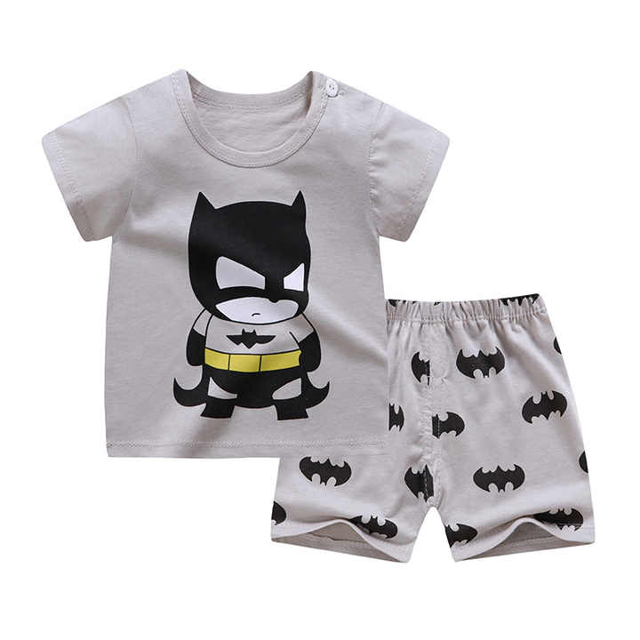 Cartoon Pattern Cotton T-shirt 2-piece Suit for Boys and