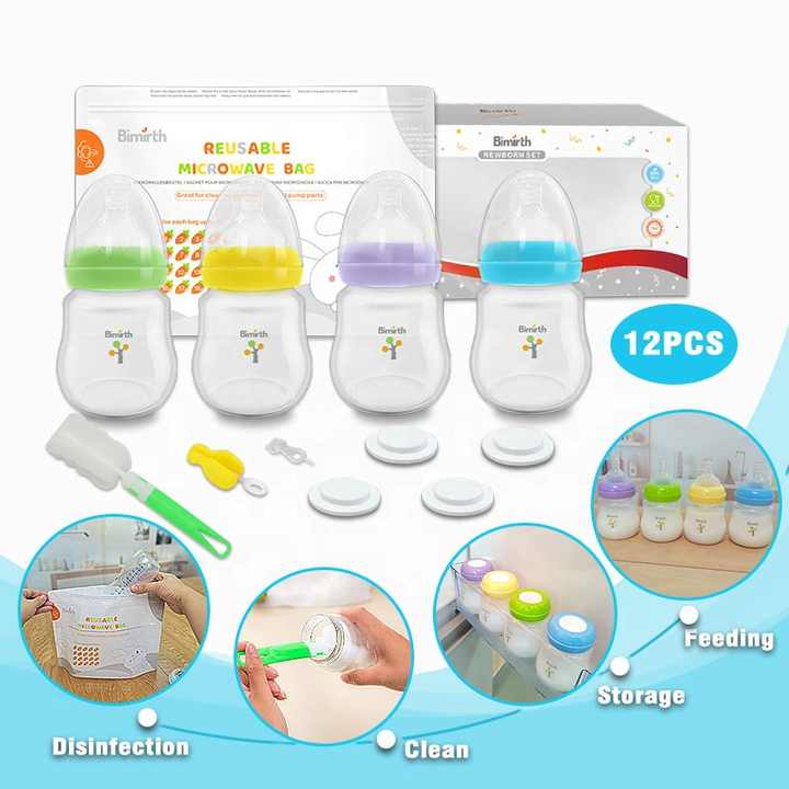 Colorful 12-Piece Newborn Baby Feeding Bottle Set Milk Bottle Gift Set