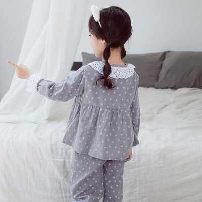 Custom Wholesale Cartoon Print Girls Cotton Pajamas Set