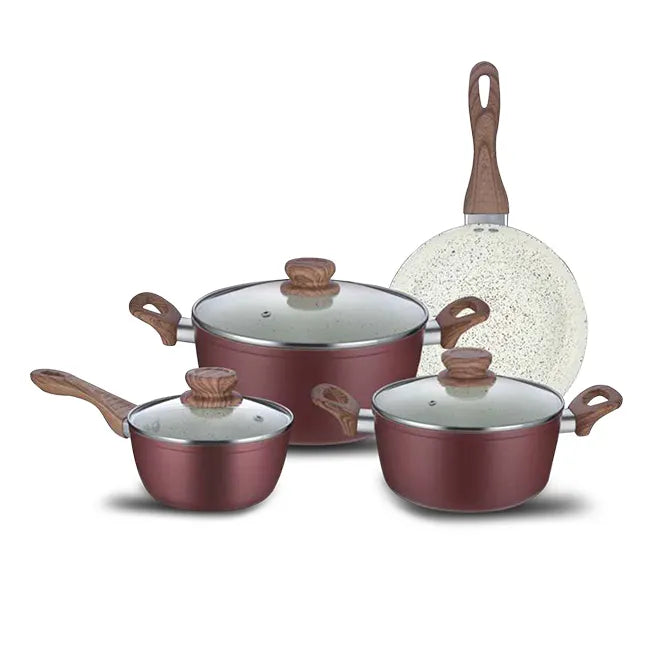 مجموعة أدوات طهي من الحجر المطروق من الألومنيوم - Top Selling Aluminum Forged Stone Cookware Set Eco-
