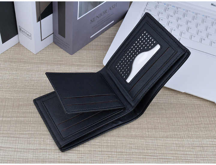 Classic Men's Leather Wallet with Short Zipper