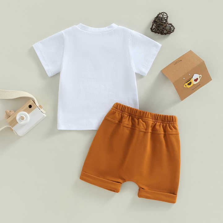 White Letter Short Sleeve Design - Summer Clothing Set