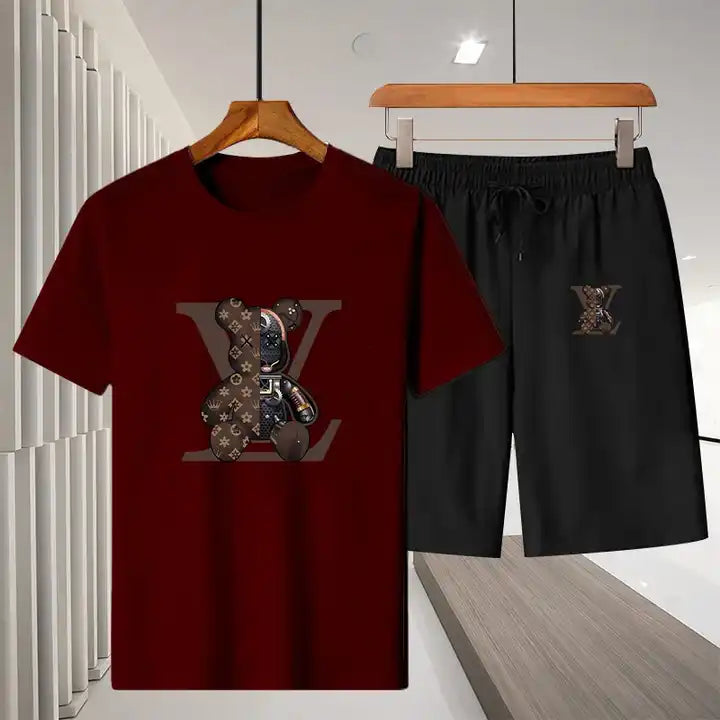 طقم تي شيرت رجالي مكون من قطعتين من . Men's 2 Pieces T-Shirt Set Summer Custom Design