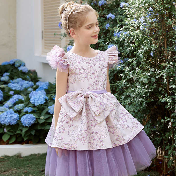 Children's Clothing Ball Gown for Kids-Purple Summer Princess Dress