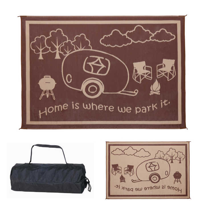 Reversible Outdoor RV Rugs Drain Mats Waterproof Area 3
