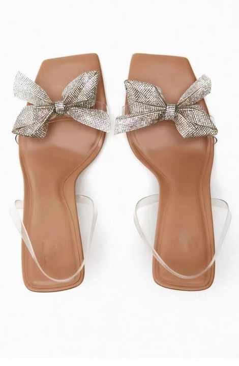Women's transparent high heel with bow knot