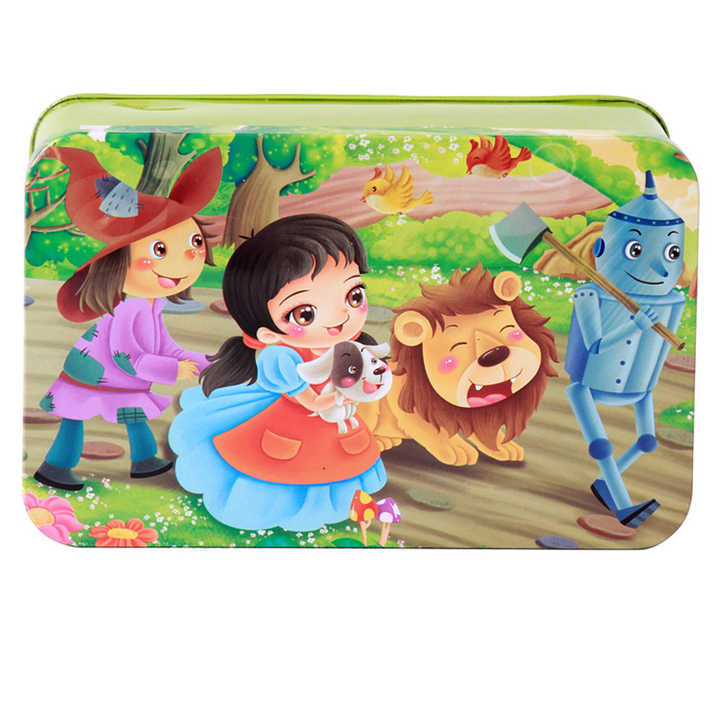 200 Pieces Child Cartoon Puzzle Iron Wooden Box.