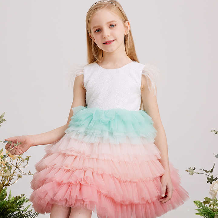 Cake Party Birthday Dress-Children's Multi-layer Sequin Dress