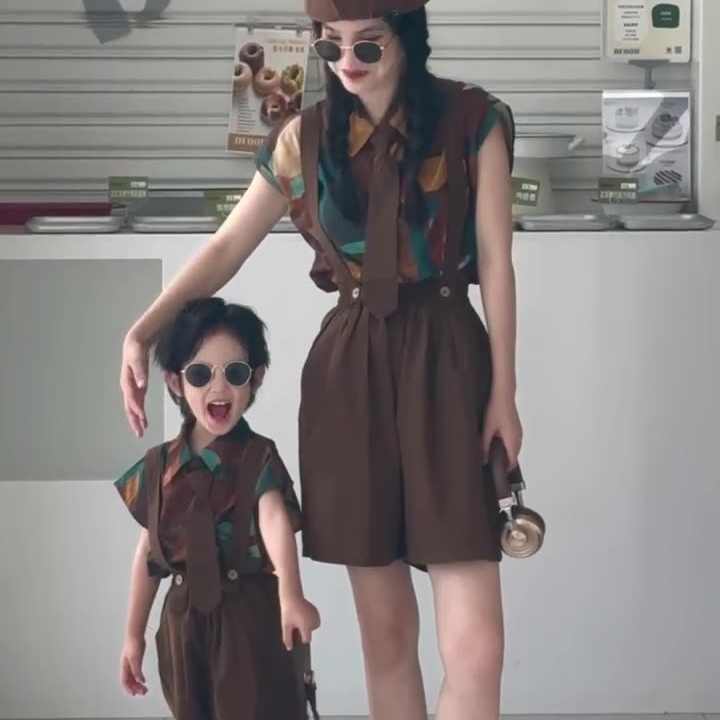 New Arrival Summer Clothes Mother and Daughter Outfits Vintage Style Family Matching Clothes