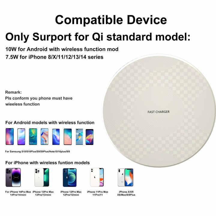 OEM 10W Fast Wireless Charging Round Gift Certified.
