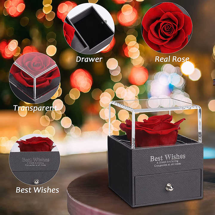 الجملة منخفضة موك زهرة أبدية مجوهرات مربع لعيد الحب هدية Wholesale Low MOQ Eternal Flower Jewelry Box for Valentine's Day Gift
