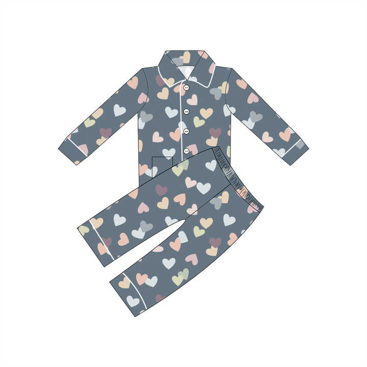 Qingli OEM Custom Factory Heart-Shape Newborn Baby Sleepwear Set