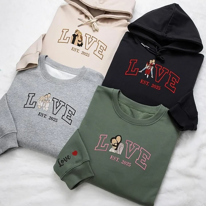 Custom Embroidered Roman Numeral Hoodie with Drop Shipping as a Gift for Couples