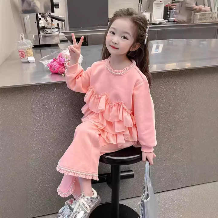 Girls' Small Fragrant Wind Hoodie Set