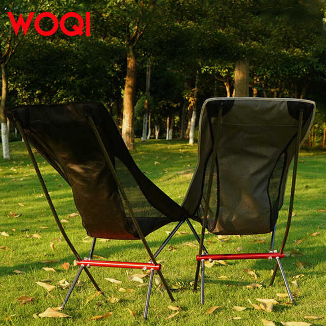 WOQI Wholesale Custom Folding High Back Cushion Camping Chair with Cushions and Adjustable Backrest