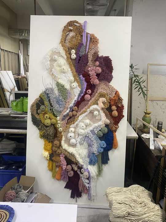 Modern Home Decor Mixed Media Artwork Coral Reef 3D Painting Wall Art Framed Crochet Blanket Tapestries Wall Decoration