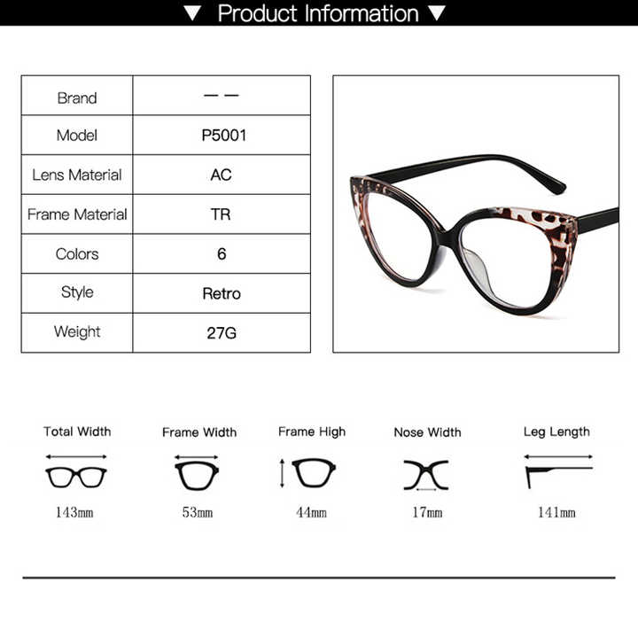 Fashion Cat Eye TR90 Glasses Frames Female Women Computer Glasses Anti Blue Light Glasses