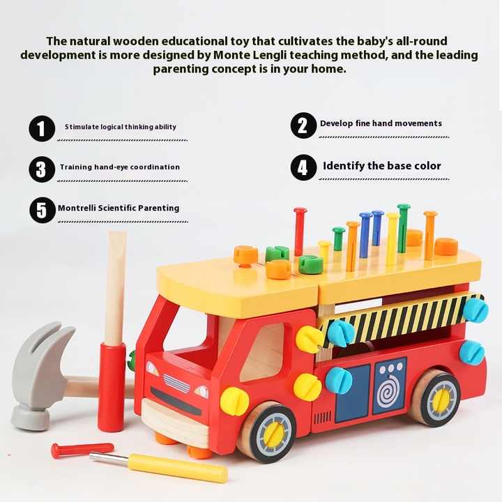 Wooden children's play set consisting of nuts and