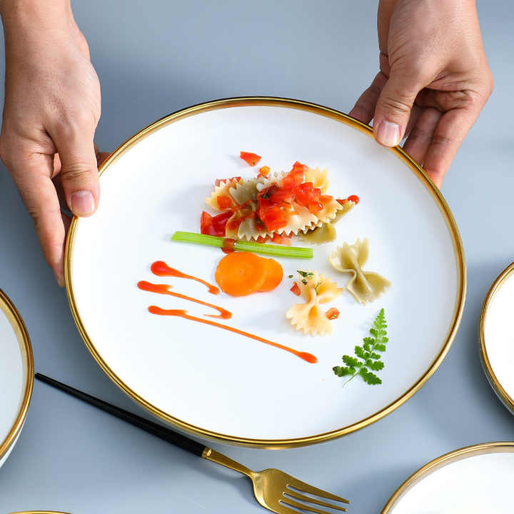 Luxury ceramic dinnerware serving dishes for restaurant ceramic أواني منزلية أطباق تقديم طعام خزفية فاخرة للمطعم سيراميك