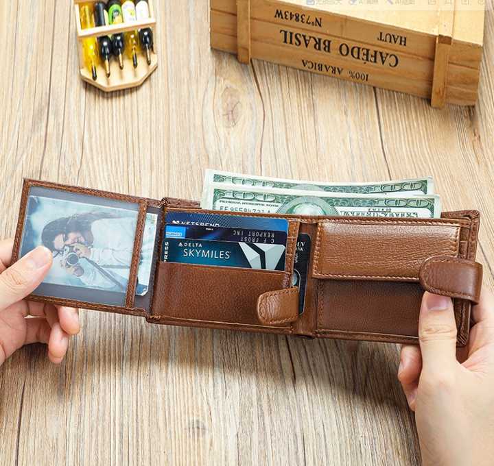 Factory wholesale men's leather wallet, vintage business