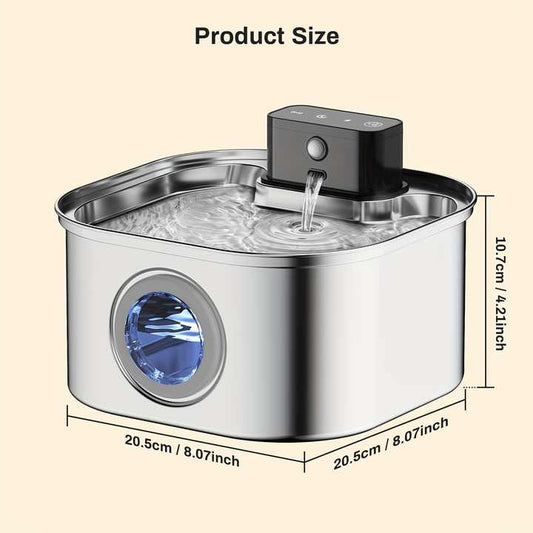 3.2L Stainless Steel Automatic Dog Cat Cordless mah Battery Power Portable Indoor Pet Bowl