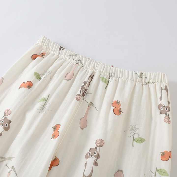 Women's Spring and Autumn Pajamas Cartoon Floral Print Turn