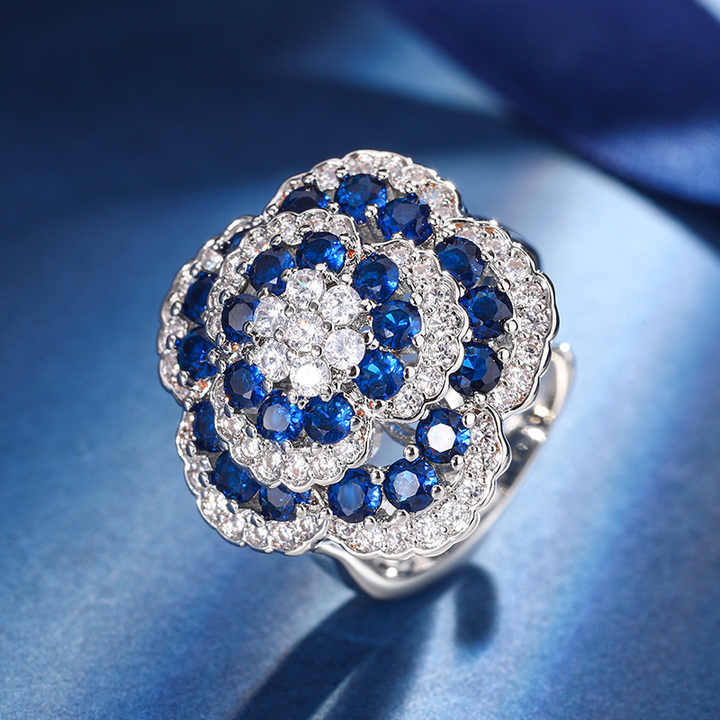 Luxury Blue Spinel Stone Bridal Wedding Fine Jewelry Set