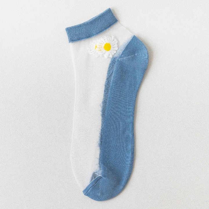 Summer Ankle Socks Thin Translucent Daisy Invisible Socks Women