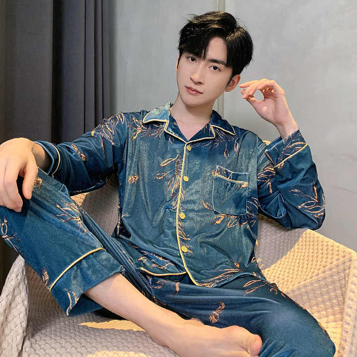 SAMWESTART New Spring Men's Long-sleeved Pajamas