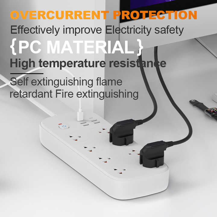 Customizable Wire Length Thai Standard Power Panel Socket, Power Switch Socket Surge Protector with 6 USB