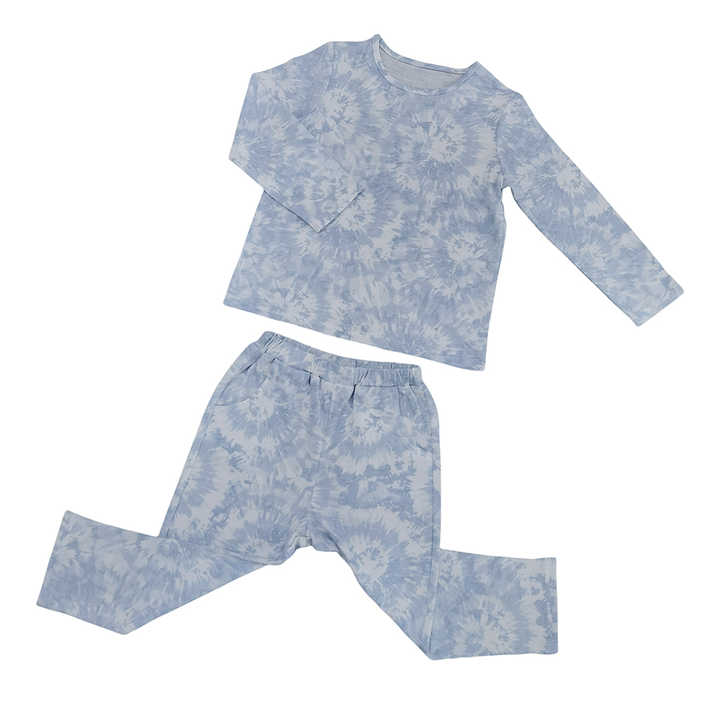 مجموعة ملابس منزلية ناعمة للأطفال الصغار صيفية مخصصة مع صبغة ربطة عنق اصطناعية مطبوعة للفتياتCustom Summer Toddler Soft Homewear Set with Faux Tie Dye Print for Girls